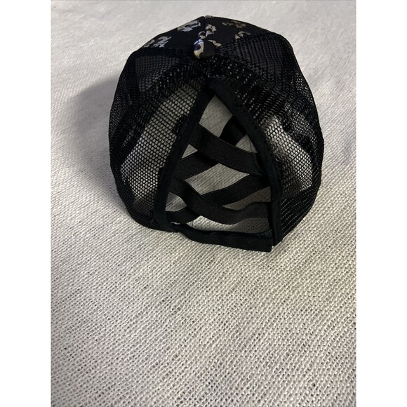 Women's Leopard Print Baseball Cap Criss Cross Ponytail Trucker Hat Adjustable - Picture 6 of 9